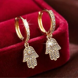 Sparkling Zircon Decor Dangle Earrings
